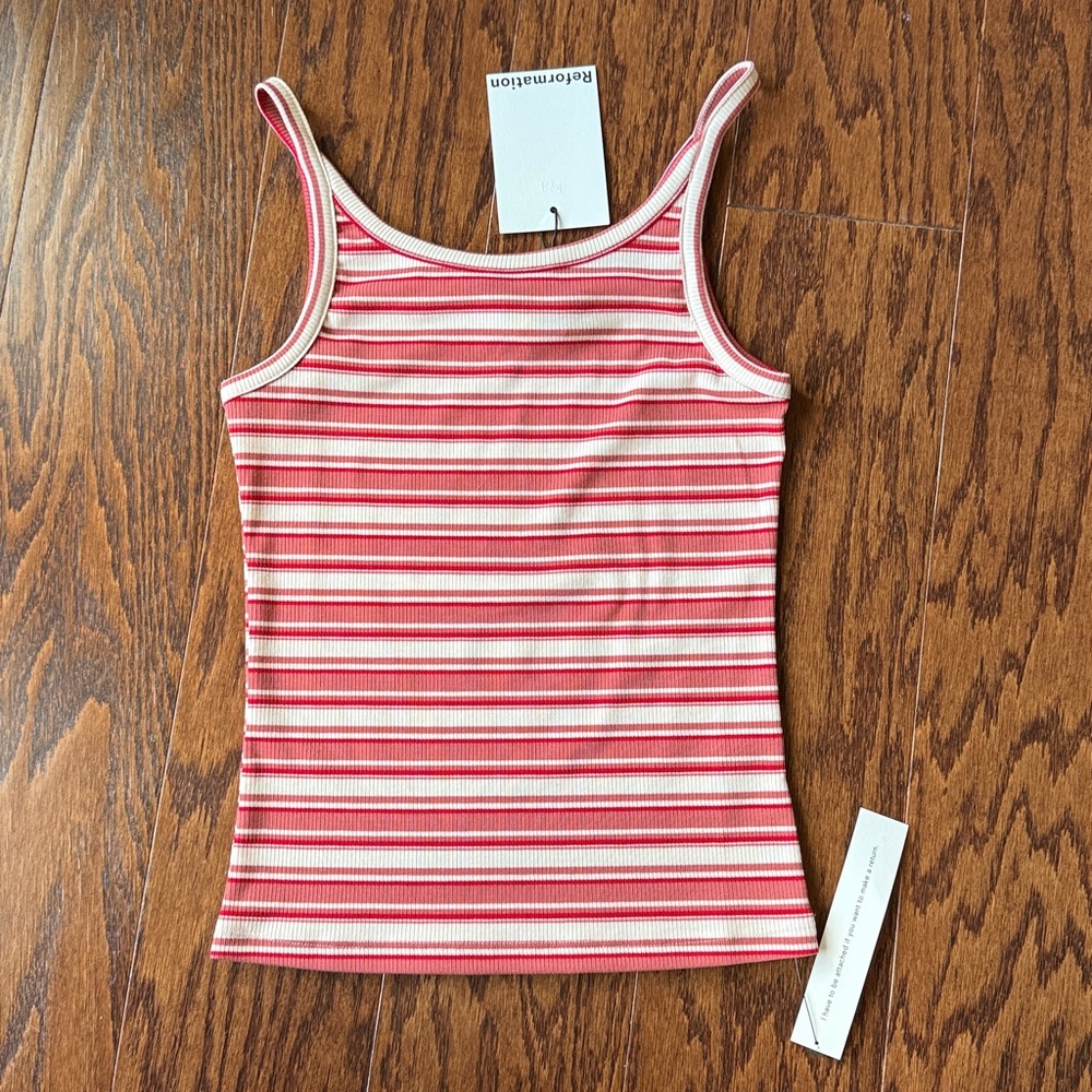 Red and White Striped Tank Top